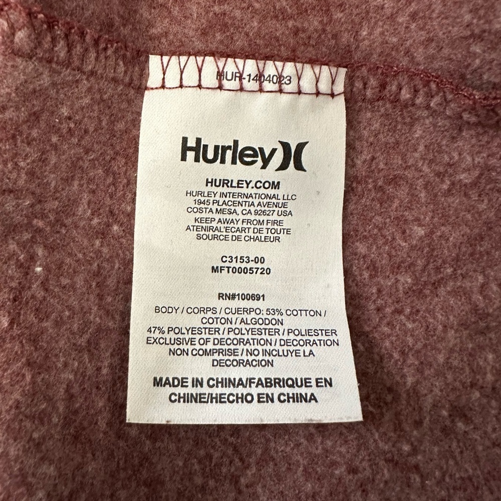Hurley Red Zip Up Hoodie Sz. S - Picture 8 of 8